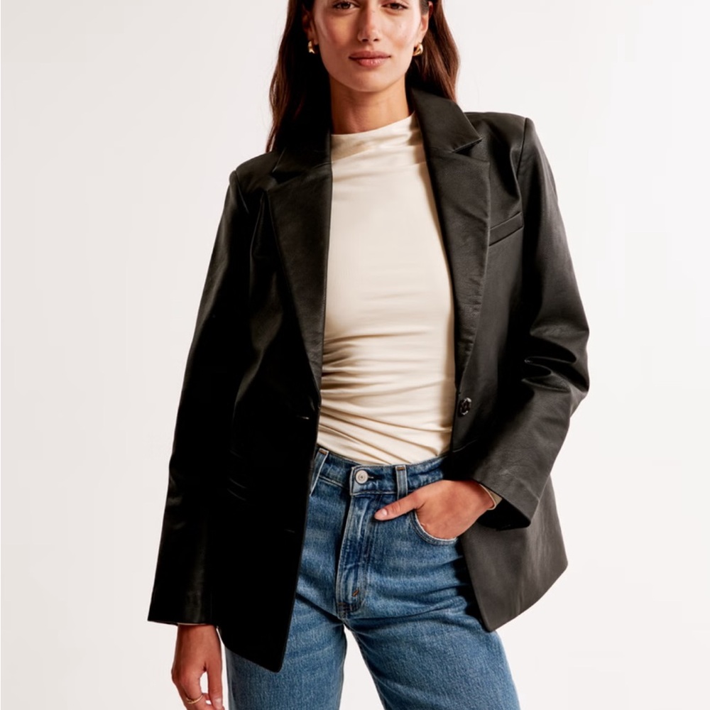 Women's Black leather jacket Blazer